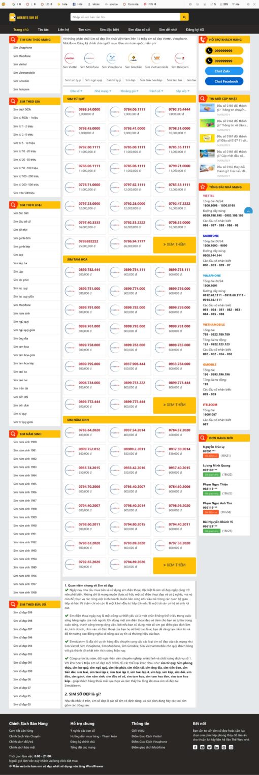 Theme wordpress bán sim - Theme Wordpress Giá Rẻ - Mua Bán Theme WP Đẹp Chuẩn Seo