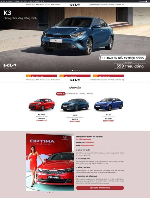 Theme Wordpress hảng xe kia chuẩn đẹp đủ chức năng
