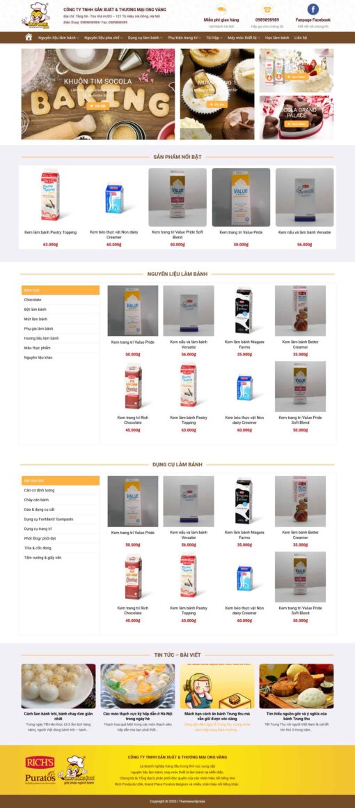 Theme wordpress shop nguyên liệu làm bánh 2 - Theme Wordpress Giá Rẻ - Mua Bán Theme WP Đẹp Chuẩn Seo