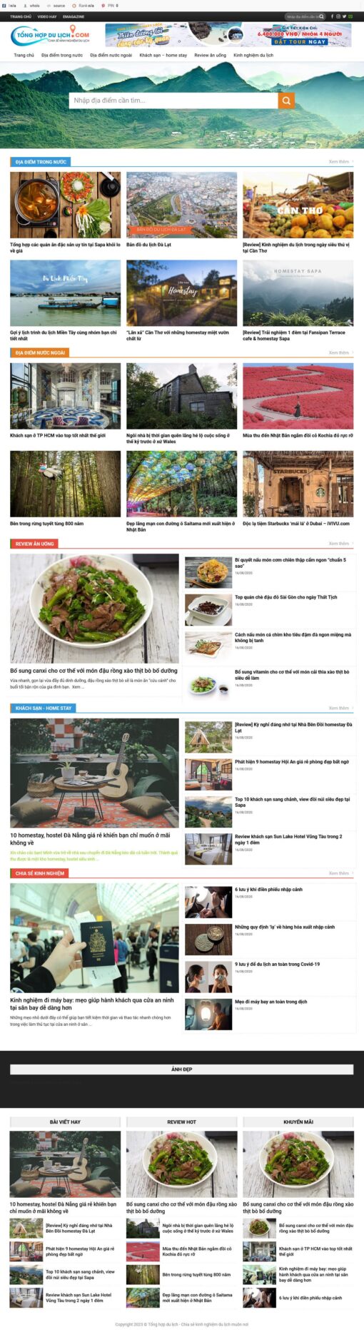 Theme wordpress tin tức 11 - review du lịch - Theme Wordpress Giá Rẻ - Mua Bán Theme WP Đẹp Chuẩn Seo